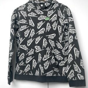 NIKE Club Fleece Allover Logo Print Hoodie